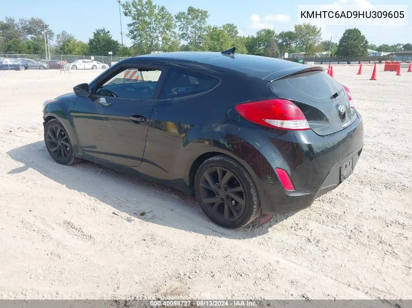 2017 Hyundai Veloster VIN: KMHTC6AD9HU309605 Lot: 40098727