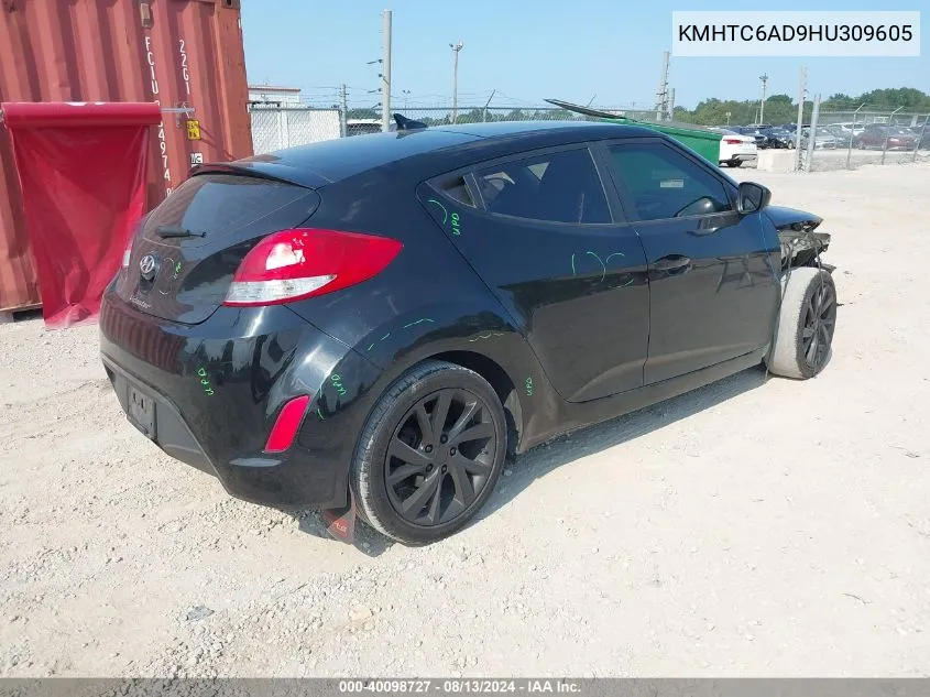 2017 Hyundai Veloster VIN: KMHTC6AD9HU309605 Lot: 40098727