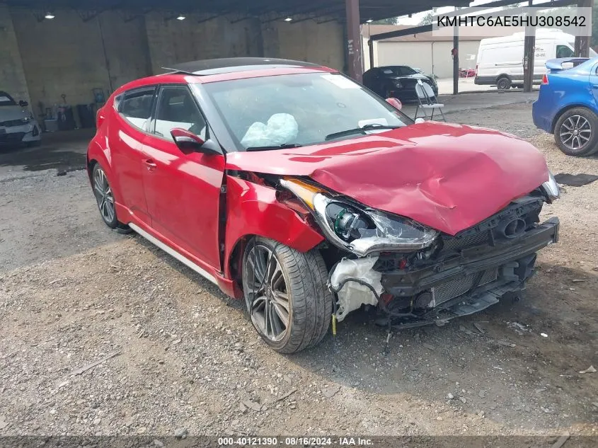 KMHTC6AE5HU308542 2017 Hyundai Veloster Turbo