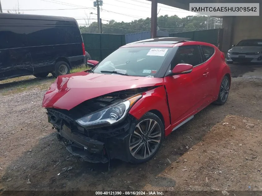 KMHTC6AE5HU308542 2017 Hyundai Veloster Turbo