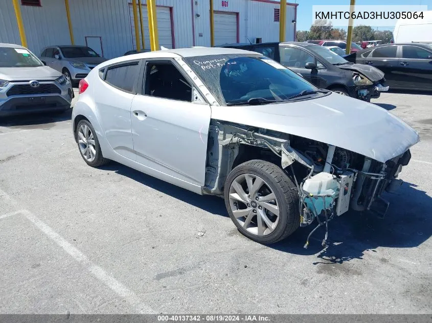 2017 Hyundai Veloster VIN: KMHTC6AD3HU305064 Lot: 40137342