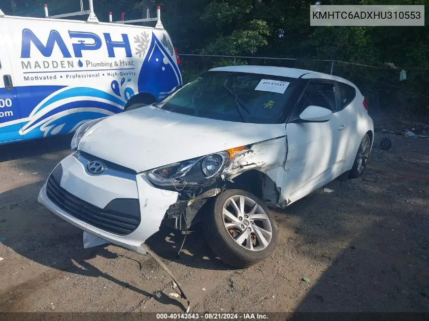 2017 Hyundai Veloster VIN: KMHTC6ADXHU310553 Lot: 40143543