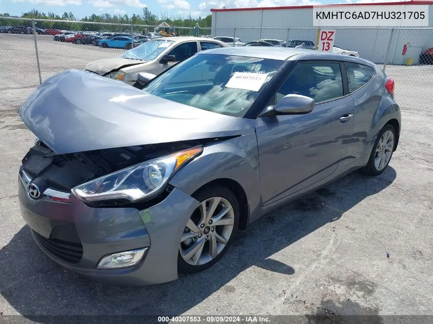 2017 Hyundai Veloster VIN: KMHTC6AD7HU321705 Lot: 40307553