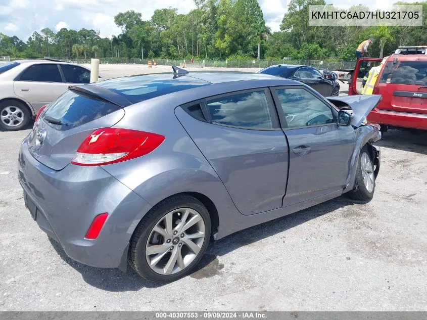 2017 Hyundai Veloster VIN: KMHTC6AD7HU321705 Lot: 40307553