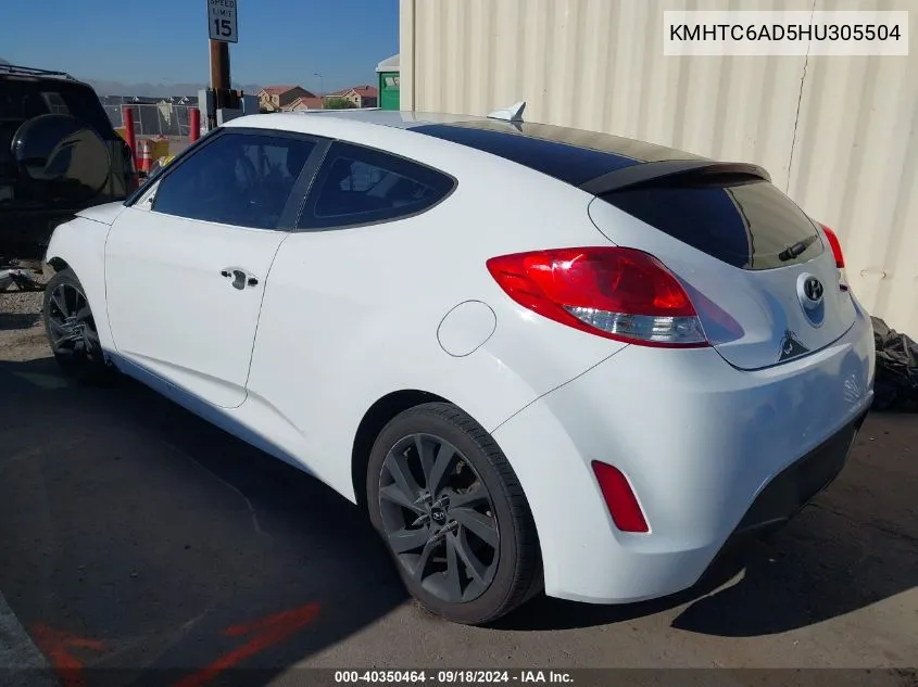 2017 Hyundai Veloster VIN: KMHTC6AD5HU305504 Lot: 40350464