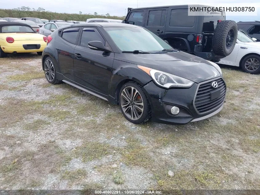 2017 Hyundai Veloster Turbo VIN: KMHTC6AE1HU308750 Lot: 40502291