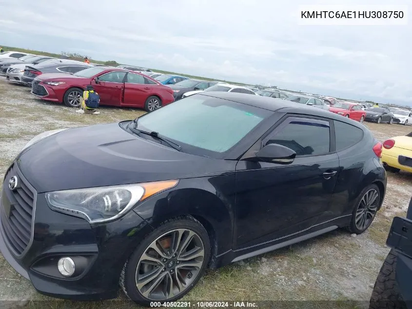 2017 Hyundai Veloster Turbo VIN: KMHTC6AE1HU308750 Lot: 40502291