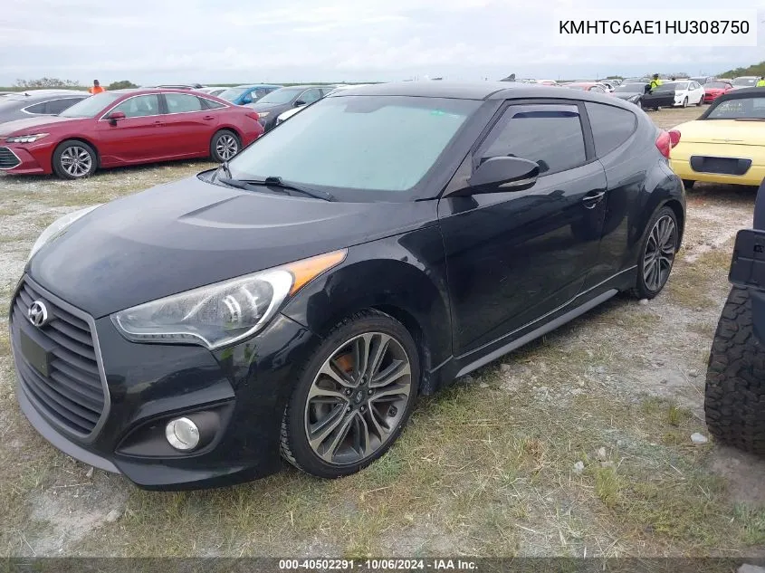 2017 Hyundai Veloster Turbo VIN: KMHTC6AE1HU308750 Lot: 40502291