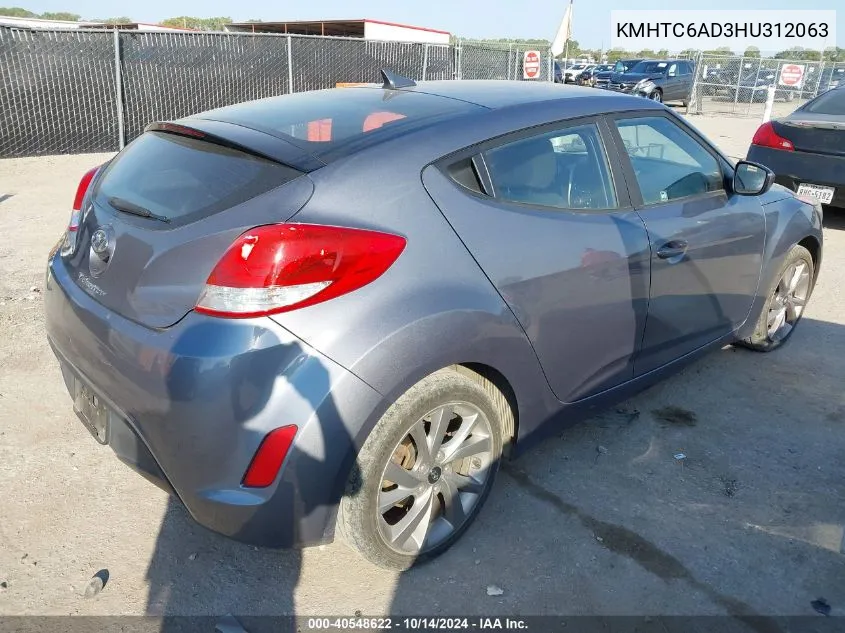 2017 Hyundai Veloster VIN: KMHTC6AD3HU312063 Lot: 40548622