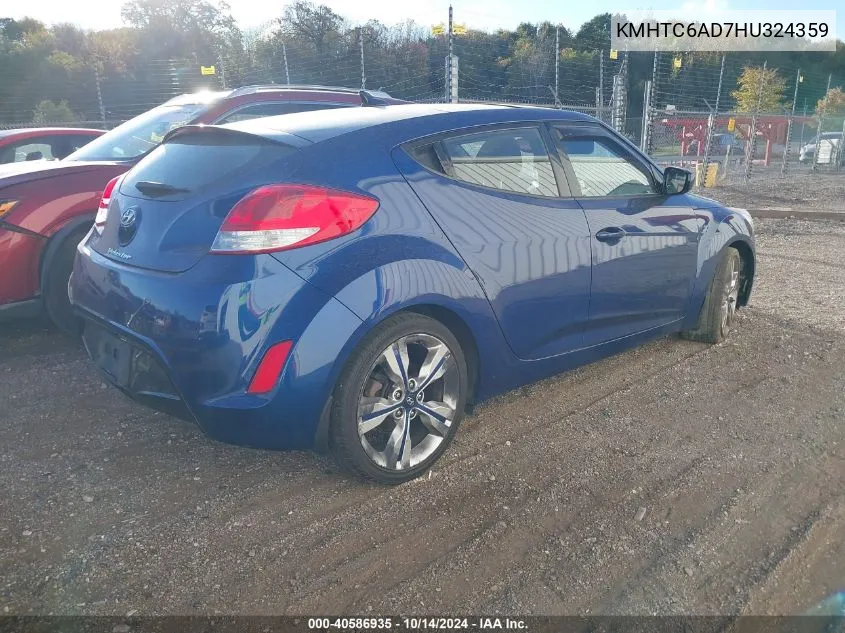 2017 Hyundai Veloster VIN: KMHTC6AD7HU324359 Lot: 40586935