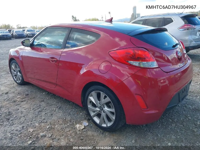 2017 Hyundai Veloster VIN: KMHTC6AD7HU304967 Lot: 40600367