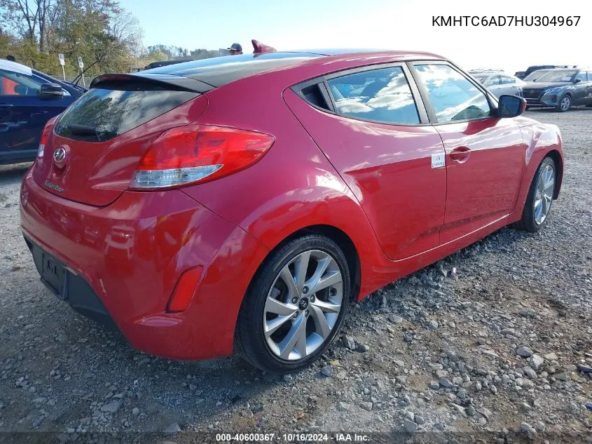 2017 Hyundai Veloster VIN: KMHTC6AD7HU304967 Lot: 40600367