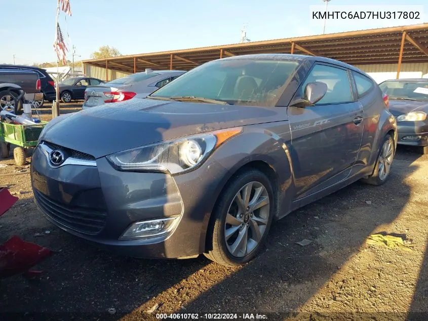 2017 Hyundai Veloster VIN: KMHTC6AD7HU317802 Lot: 40610762