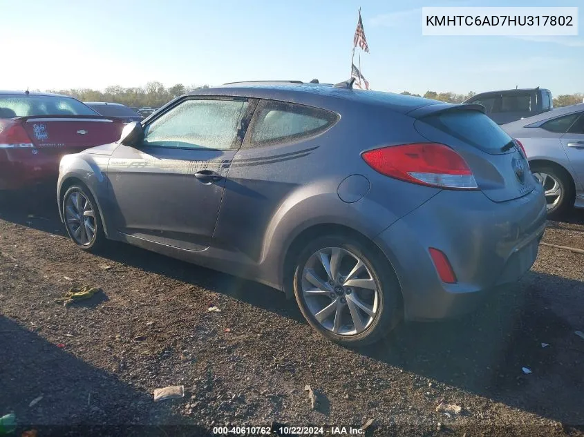 KMHTC6AD7HU317802 2017 Hyundai Veloster