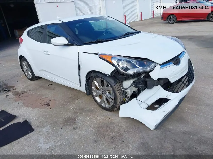 2017 Hyundai Veloster VIN: KMHTC6AD6HU317404 Lot: 40662388