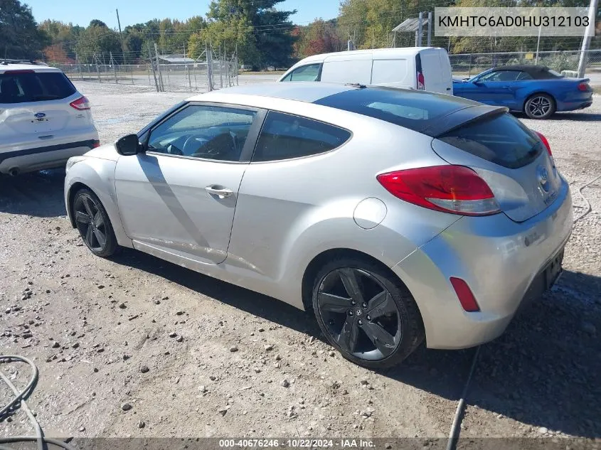 2017 Hyundai Veloster VIN: KMHTC6AD0HU312103 Lot: 40676246