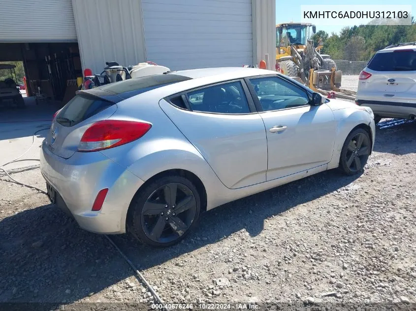 2017 Hyundai Veloster VIN: KMHTC6AD0HU312103 Lot: 40676246