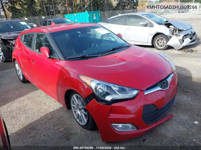 2017 Hyundai Veloster VIN: KMHTC6AD2HU309266 Lot: 40756266