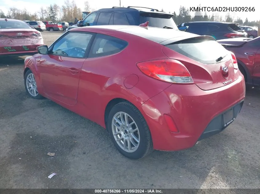 2017 Hyundai Veloster VIN: KMHTC6AD2HU309266 Lot: 40756266