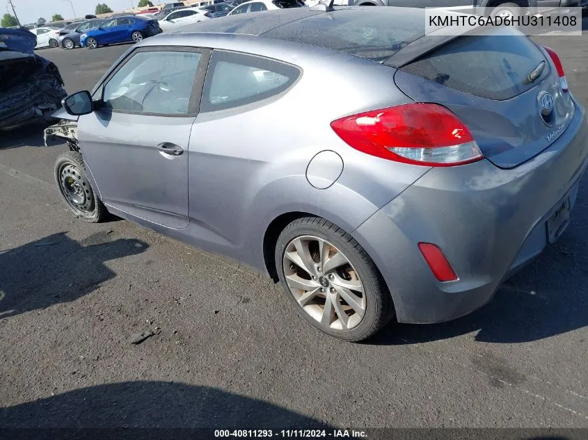 2017 Hyundai Veloster VIN: KMHTC6AD6HU311408 Lot: 40811293