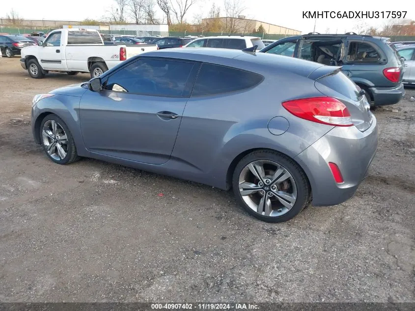 2017 Hyundai Veloster Value Edition VIN: KMHTC6ADXHU317597 Lot: 40907402