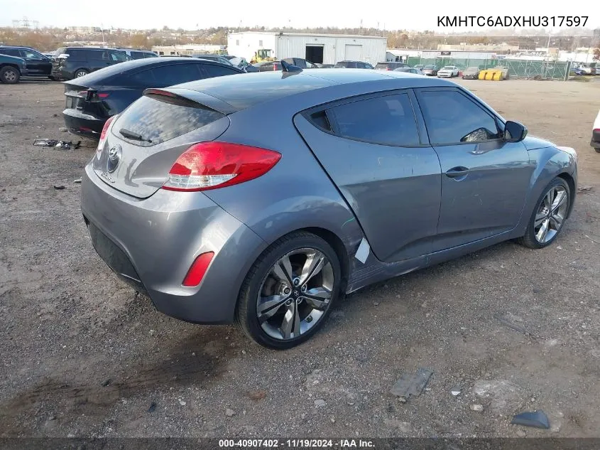 2017 Hyundai Veloster Value Edition VIN: KMHTC6ADXHU317597 Lot: 40907402