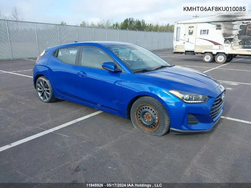 2019 Hyundai Veloster 2.0 Gl VIN: KMHTG6AF8KU010085 Lot: 11945926