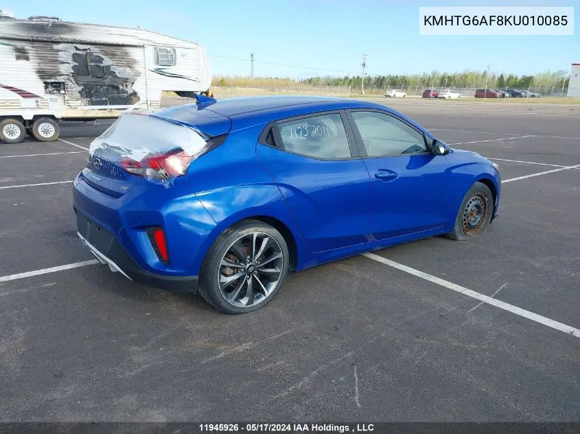 2019 Hyundai Veloster 2.0 Gl VIN: KMHTG6AF8KU010085 Lot: 11945926