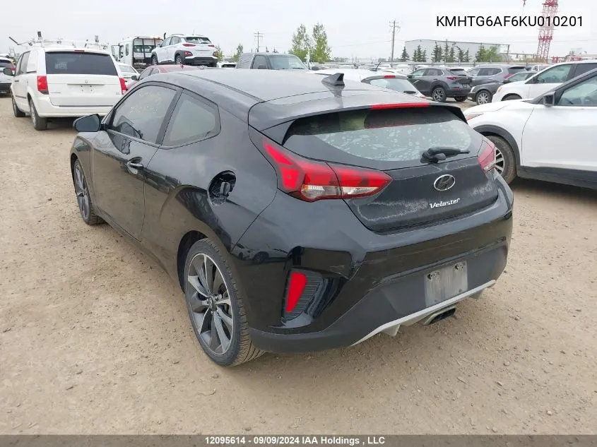 2019 Hyundai Veloster Premium VIN: KMHTG6AF6KU010201 Lot: 12095614