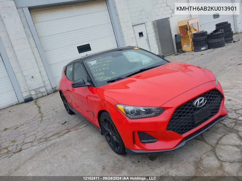 2019 Hyundai Veloster Turbo VIN: KMHTH6AB2KU013901 Lot: 12102411