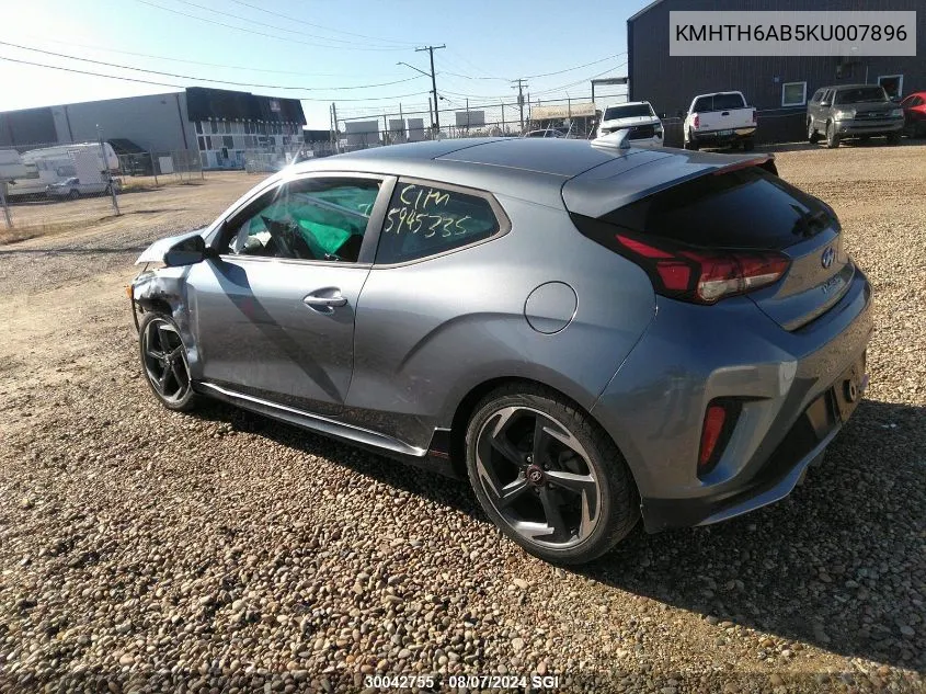 2019 Hyundai Veloster Turbo/Turbo R-Spec/Turbo Ultimate VIN: KMHTH6AB5KU007896 Lot: 30042755