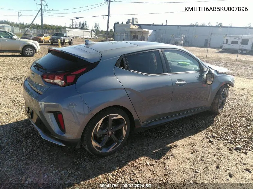 2019 Hyundai Veloster Turbo/Turbo R-Spec/Turbo Ultimate VIN: KMHTH6AB5KU007896 Lot: 30042755