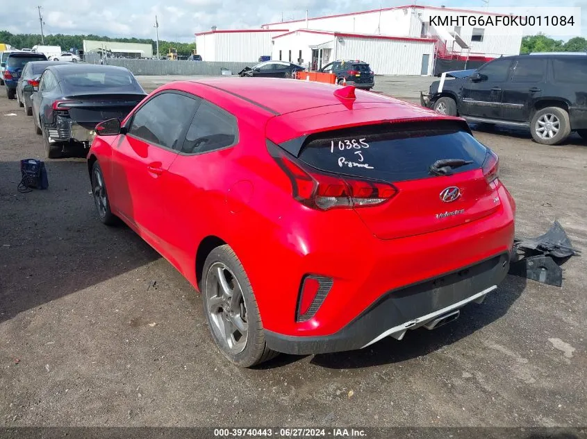 2019 Hyundai Veloster 2.0 VIN: KMHTG6AF0KU011084 Lot: 39740443