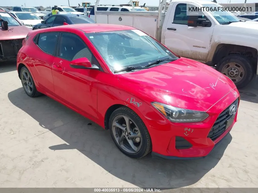 KMHTG6AF3KU006011 2019 Hyundai Veloster 2.0