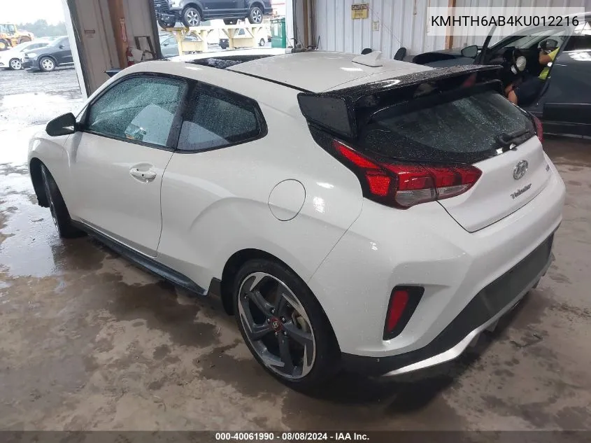 KMHTH6AB4KU012216 2019 Hyundai Veloster Turbo