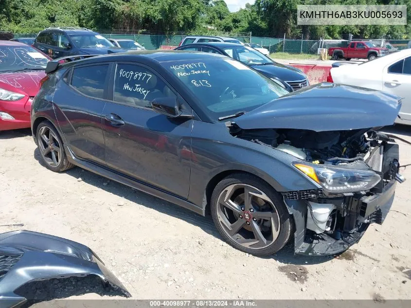 2019 Hyundai Veloster Turbo Ultimate VIN: KMHTH6AB3KU005693 Lot: 40098977