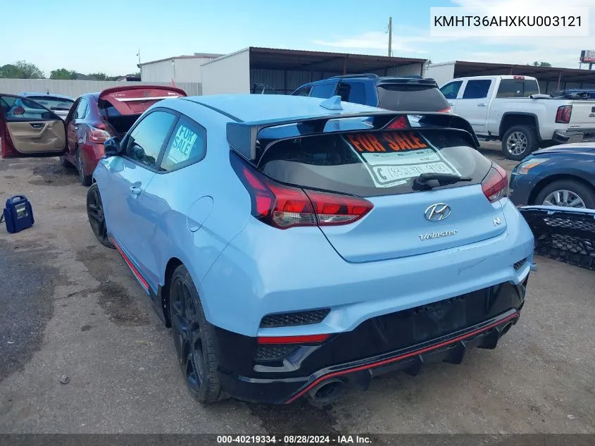 KMHT36AHXKU003121 2019 Hyundai Veloster N