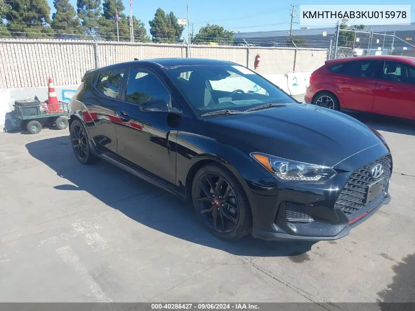 2019 Hyundai Veloster Turbo/Turbo R-Spec/Turbo VIN: KMHTH6AB3KU015978 Lot: 40286427