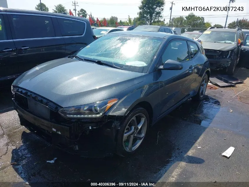 KMHTG6AF2KU017243 2019 Hyundai Veloster Premium