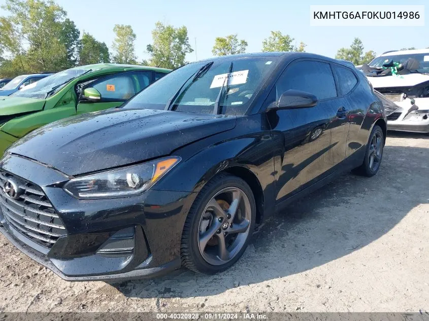 2019 Hyundai Veloster Premium VIN: KMHTG6AF0KU014986 Lot: 40320928