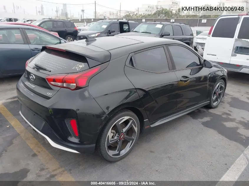 2019 Hyundai Veloster Turbo VIN: KMHTH6AB4KU006948 Lot: 40416605