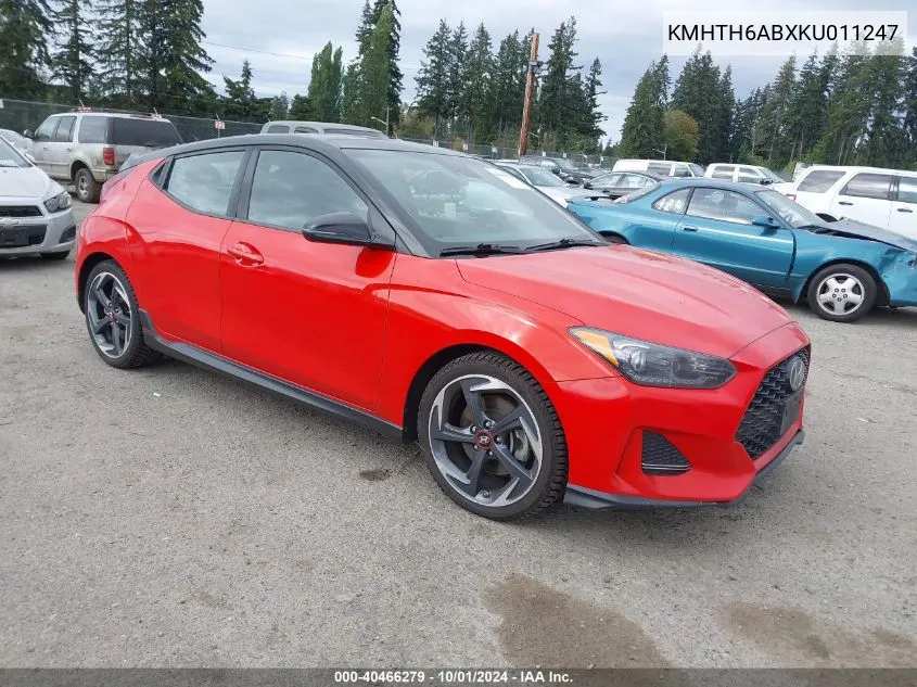 2019 Hyundai Veloster Turbo Ultimate VIN: KMHTH6ABXKU011247 Lot: 40466279