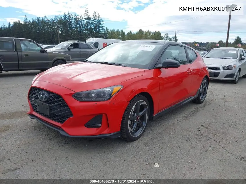 2019 Hyundai Veloster Turbo Ultimate VIN: KMHTH6ABXKU011247 Lot: 40466279