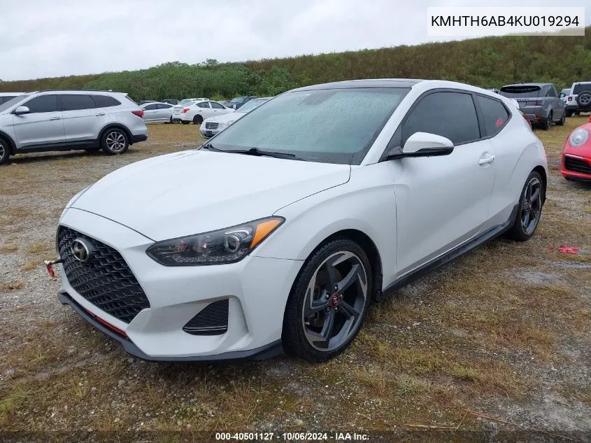 2019 Hyundai Veloster Turbo/Turbo R-Spec/Turbo VIN: KMHTH6AB4KU019294 Lot: 40501127