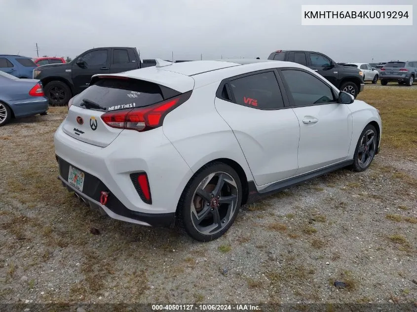 KMHTH6AB4KU019294 2019 Hyundai Veloster Turbo/Turbo R-Spec/Turbo