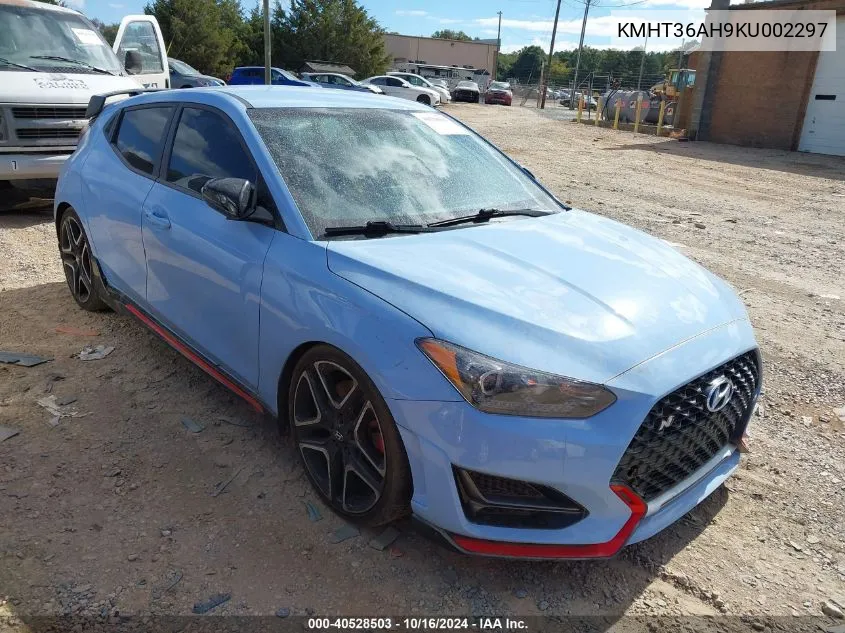 2019 Hyundai Veloster N VIN: KMHT36AH9KU002297 Lot: 40528503