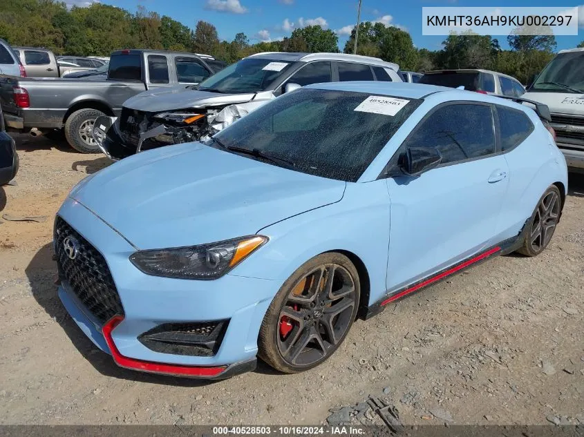 2019 Hyundai Veloster N VIN: KMHT36AH9KU002297 Lot: 40528503