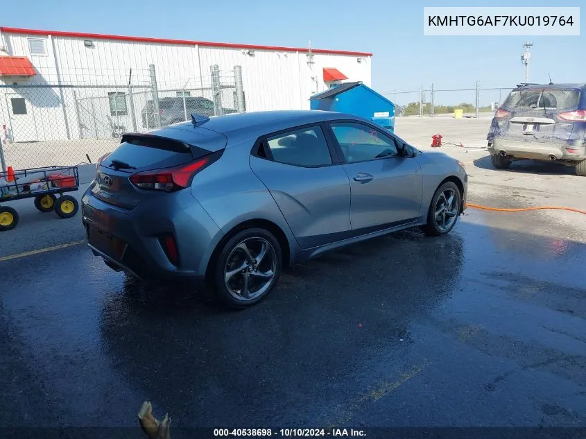 2019 Hyundai Veloster 2.0 VIN: KMHTG6AF7KU019764 Lot: 40538698