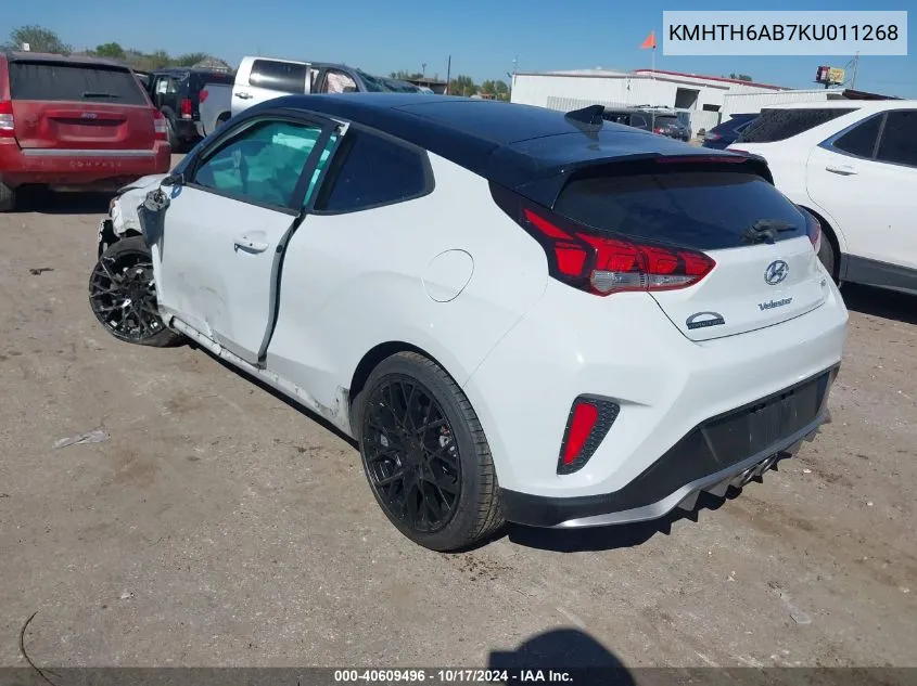 2019 Hyundai Veloster Turbo Ultimate VIN: KMHTH6AB7KU011268 Lot: 40609496