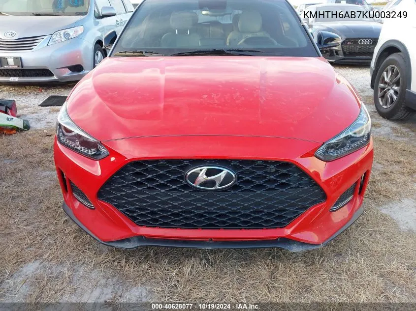 2019 Hyundai Veloster Turbo Ultimate VIN: KMHTH6AB7KU003249 Lot: 40628077